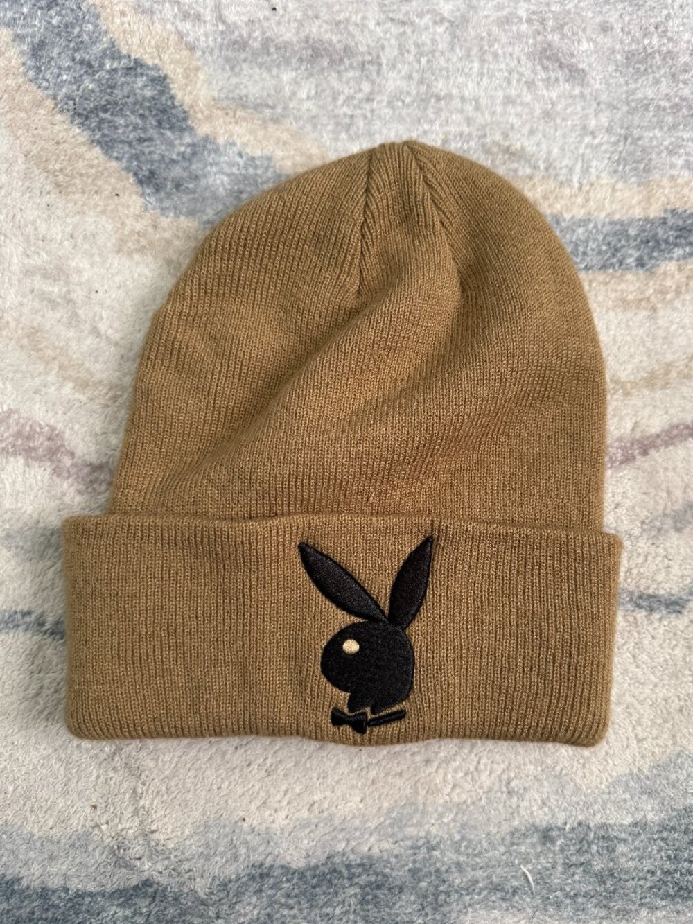 Lids Playboy Beanie Tan w/Black Bunny Logo 2022 Cuffed Knit Cap